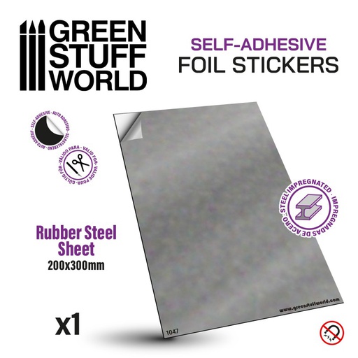 [ GSW1047 ] Green stuff worldSteel Rubber Sheet 0,9mm zelfklevend