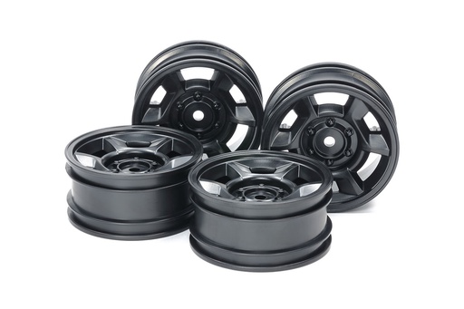 [ T51688 ] Tamiya CC-02 6-spoke wheels (26mm width offset +4) black  4pcs