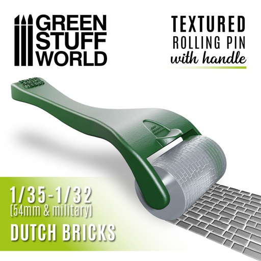 [ GSW10490 ] Green stuff world Rolling pin with Handle - Dutch Bricks