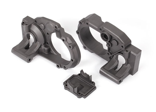 [ TRX-9493 ] Traxxas Gearbox halves, left & right/ differential cover (charcoal gray)  TRX9493