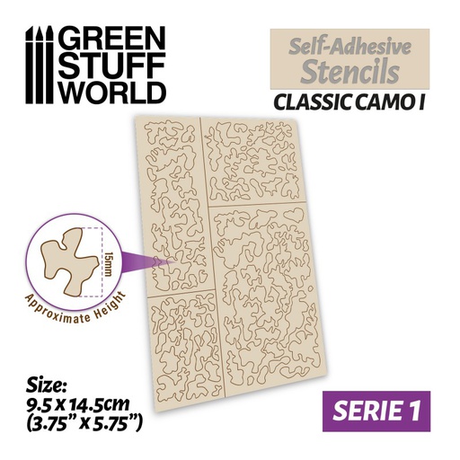 [ GSW11466 ] Green stuff world Self-adhesive stencils - Classic Camo 1