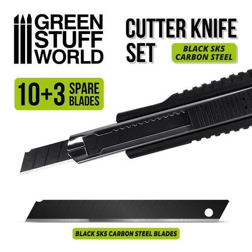 [ GSW3331 ] Green stuff world Black Hobby Knife + 10x Black spare blades