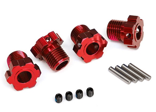 [ TRX-8654R ] Traxxas   Wheel hubs, splined, 17mm (red-anodized) (4)/ 4x5 GS (4), 3x14mm pin (4) - TRX8654R