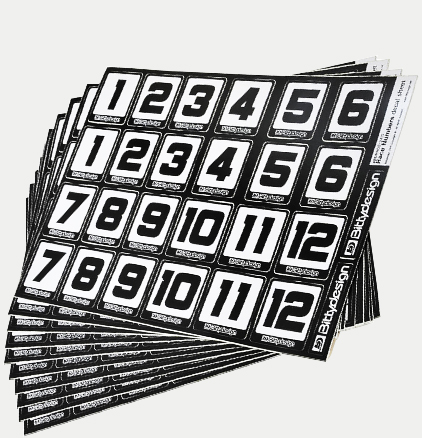 [ BDRNDS-2415 ] Bittydesign Race numbers decal sheet (34x24cm)