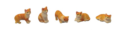 [ SADDA012 ] Streets Ahead Dollshouse Set van 5 Katten Ros/Wit