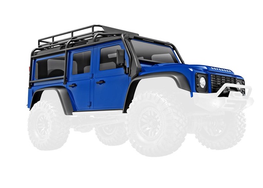 [ TRX-9712-BLUE ]  Traxxas Body, Land Rover Defender 1/18, complete, blue (includes grille, side mirrors, door handles, fender flares, windshield wipers, spare tire mount, &amp; clipless mounting) - trx9712-blue