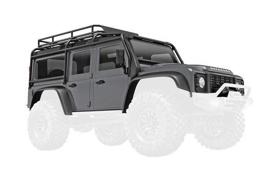 [ TRX-9712-SLVR ] Traxxas Body, Land Rover Defender 1/18, complete, silver (includes grille, side mirrors, door handles, fender flares, windshield wipers, spare tire mount, &amp; clipless mounting) - TRX9712-SLVR