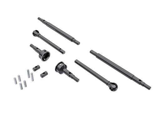[ TRX-9756 ] Traxxas Axle Shafts, front and rear (2)/ stub axles, front (2) (hardened steel) - trx9756