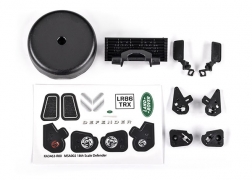 [ TRX-9720 ] Traxxas Grille/ mirrors, side (left & right)/ spare tire cover/ light retainers, body (front & rear, left & right)/ decal sheet (fits #9712 body) - trx9720