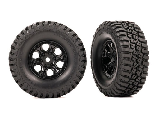 [ TRX-9774 ] Traxxas Tires & wheels, assembled (black 1.0 wheels, BFGoodrich Mud-Terrain T/A KM3 2.2x1.0 tires) (2) - trx9774