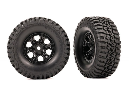 [ TRX-9774 ] Traxxas Tires &amp; wheels, assembled (black 1.0 wheels, BFGoodrich Mud-Terrain T/A KM3 2.2x1.0 tires) (2) - trx9774
