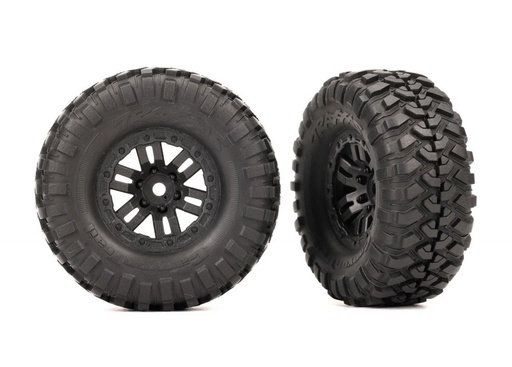 [ TRX-9773 ] Traxxas Tires & wheels, assembled (black 1.0 wheels, Canyon Trail 2.2x1.0 tires) (2) - trx9773