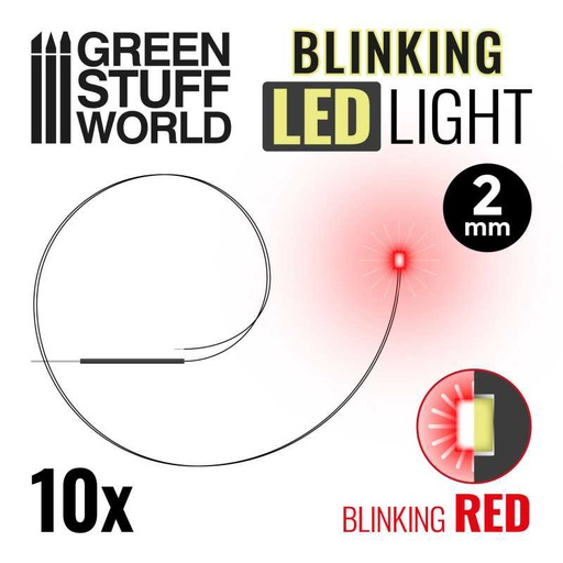 [ GSW3650 ] Green stuff world BLINKING LEDs - RED - 2mm (10pcs)