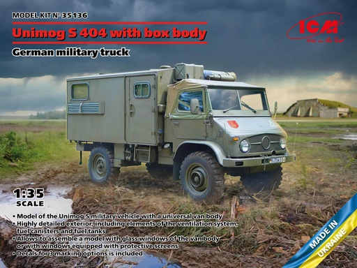 [ ICM35136 ] Unimog S 404 &quot;koffer&quot; german military truck  1/35