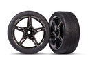 [ TRX-9370 ] Traxxas Tires and wheels, assembled, glued (split-spoke black chrome wheels, 2.1" Response tires) (front) (2) - trx9370