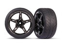 [ TRX-9371 ] Traxxas  Tires and wheels, assembled, glued (split-spoke black chrome wheels, 2.1" Response tires) (extra wide, rear) (2) - TRX9371