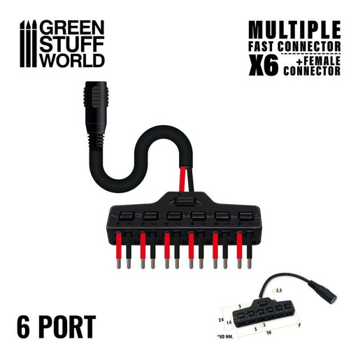 [ GSW11917 ] Green stuff world Meervoudige Fast connector (x6) + Jack vrouwelijke connector