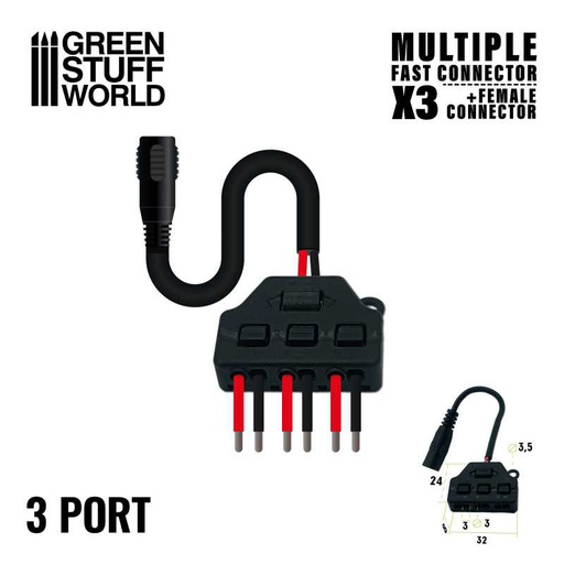 [ GSW11918 ] Green stuff world Meervoudige Fast connector (x3) + Jack female connector