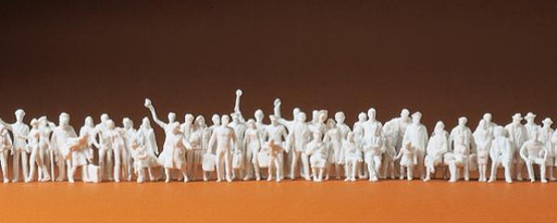 [ PRE75100 ] Preiser railroad personnel, Passengers and passers-by unpainted  72 pcs