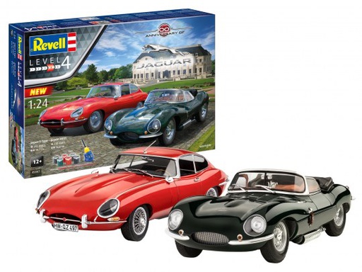 [ RE05667 ] Revell Gift Set Jaguar 100th Anniversary: Jaguar E-Type + Jaguar XK-SS 1/24