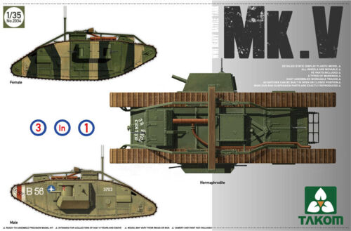 [ TAKOM2034 ] Takom WWI british battle tank mark V 3in1