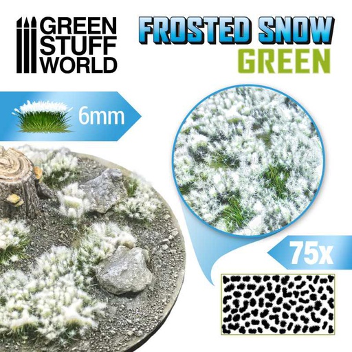 [ GSW10726 ] Green stuff world Shrubs TUFTS - 6mm FROSTED SNOW - GREEN