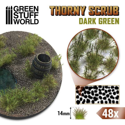 [ GSW11500 ] Green stuff world Thorny spiky scrub dark green 14mm