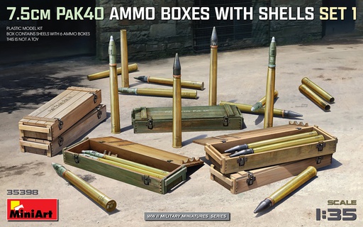 [ MINIART35398 ] Miniart 7.5cm pack40 ammo boxes with shells set 1  1/35