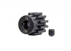[ TRX-6482X ] Traxxas Gear, 12-T pinion (machined, hardened steel) (1.0 metric pitch) (fits 5mm shaft)/ set screw - TRX6482x