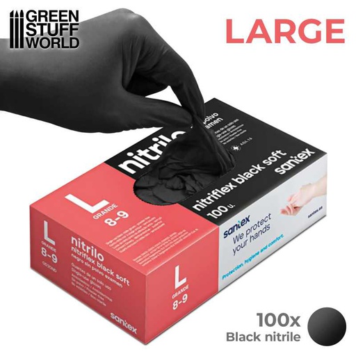 [ GSWGD20ND-L ] Green stuff world Black Nitrile Gloves - Large