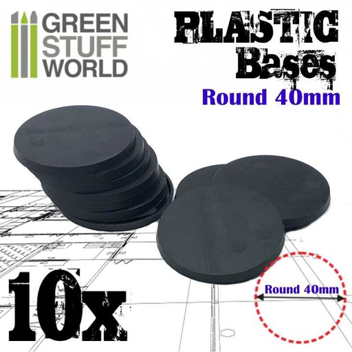[ GSW9823 ] Green stuff world Plastic Bases - Round 40 mm BLACK
