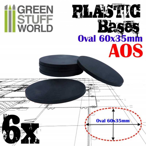 [ GSW9889 ] Green stuff world   Plastic Bases - Oval Pill 60x35mm BLACK Plastic Bases 