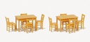 [ PRE17218 ] Preiser 2 tafel en 8 stoelen - houtkleur 1/87