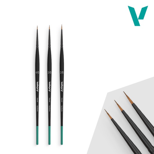 [ VALB02990 ] Vallejo Detail Definition Set - Synthetic fibers  brushes / penseel (Sizes 4/0, 3/0 & 2/0)