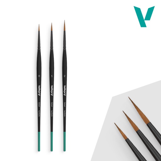 [ VALB02991 ] Vallejo Detail Design Set - Synthetic fibers / penseel  (Sizes 0, 1 & 2)