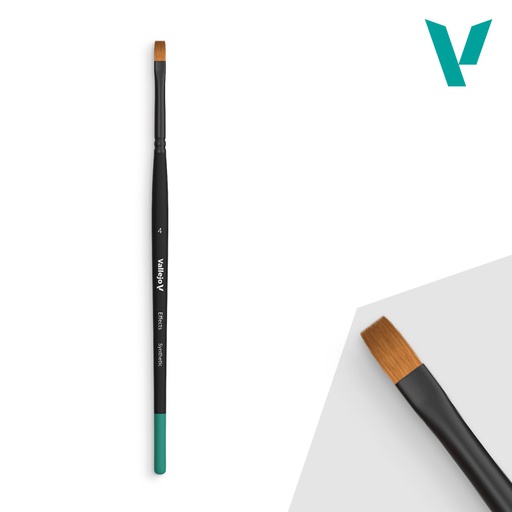 [ VALB04004 ] Vallejo Effects Flat Rectangular Synthetic Brush / penseel No. 4