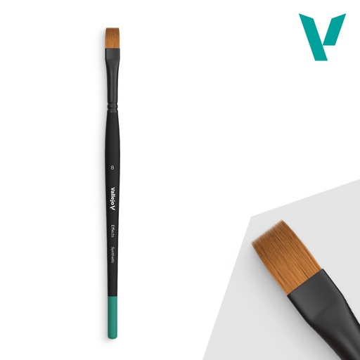 [ VALB04008 ] Vallejo Effects Flat Rectangular Synthetic Brush / penseel No. 8 