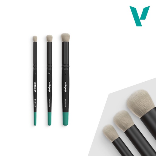 [ VALB07990 ] Vallejo Dry Brush / penseel Set - Natural Hair (S, M & L)