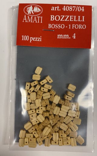 [ AMA4087/04 ] Amati Boxwood Blocks mm.4 1 hole 100pcs