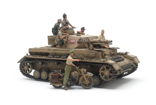 [ T25208 ] Tamiya Panzerkampfwagen IV Ausf.F & Motorcycle (North Africa) 1/35