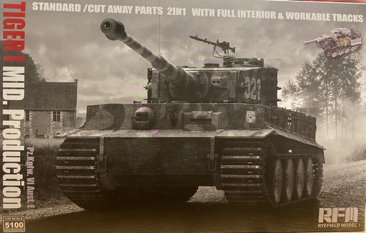 [ RFM5100 ] Ryefield Model Tiger I MID. Production 2in1 w/cutaway parts & interior 1/35