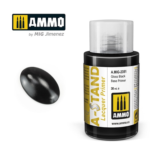 [ MIG2351 ] AMMO A-STAND GLOSS BLACK BASE PRIMER 30ML JAR