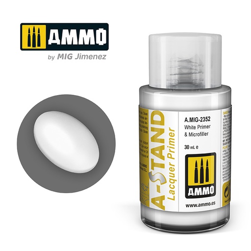[ MIG2352 ] AMMO A-STAND WHITE PRIMER & MICROFILLE 30ML JAR