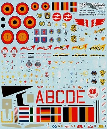 [ DACODCD3264 ] Belgian Air Force F-104G starfighter squadron markings & stencilling 1/32