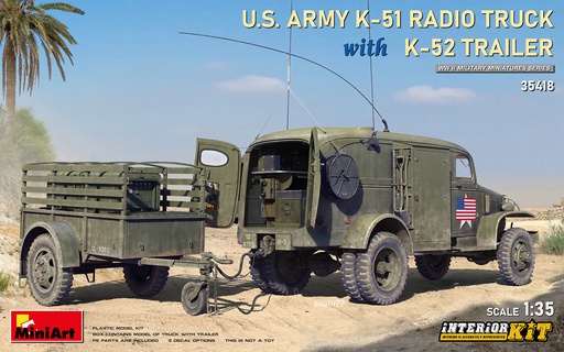 [ MINIART35418 ] Miniart U.S. Army K-51 Radio Truck with K-52 Trailer 1/35