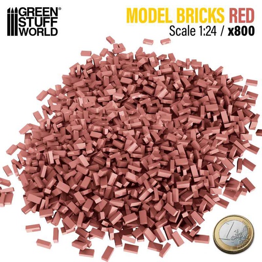 [ GSW12639 ] Green stuff world Miniature Bricks - Red 1:24 - 800 pcs