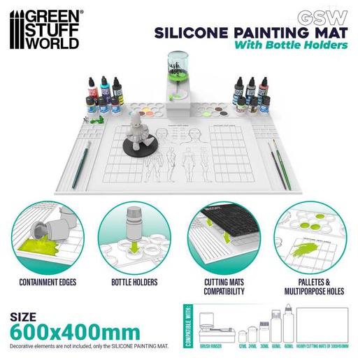 [ GSW4562 ] Green stuff world Silicone Painting Mat with Edges