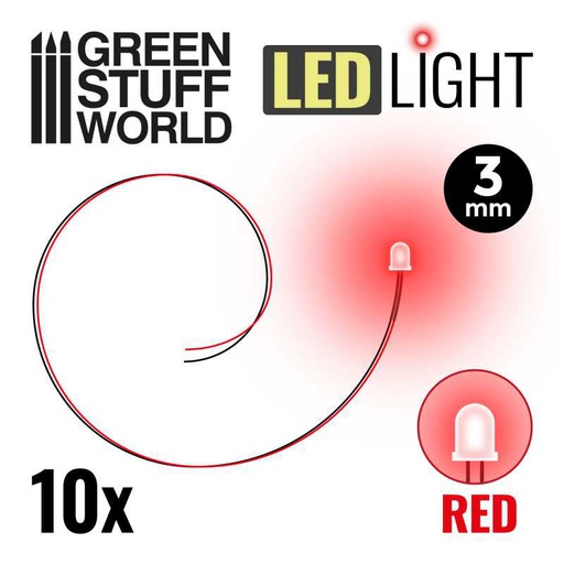 [ GSW3823 ] Green stuff world Red LED Lights - 3mm