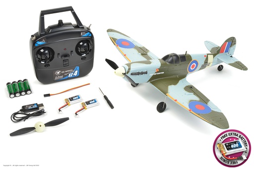 [ EZ-026 ] EZ-Wings - Mini Spitfire MK II - RTF - 450mm - 1+1 Li-Po Battery - USB Charger