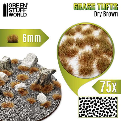 [ GSW10672 ] Green stuff world Static Grass Tufts 6 mm - Dry Brown